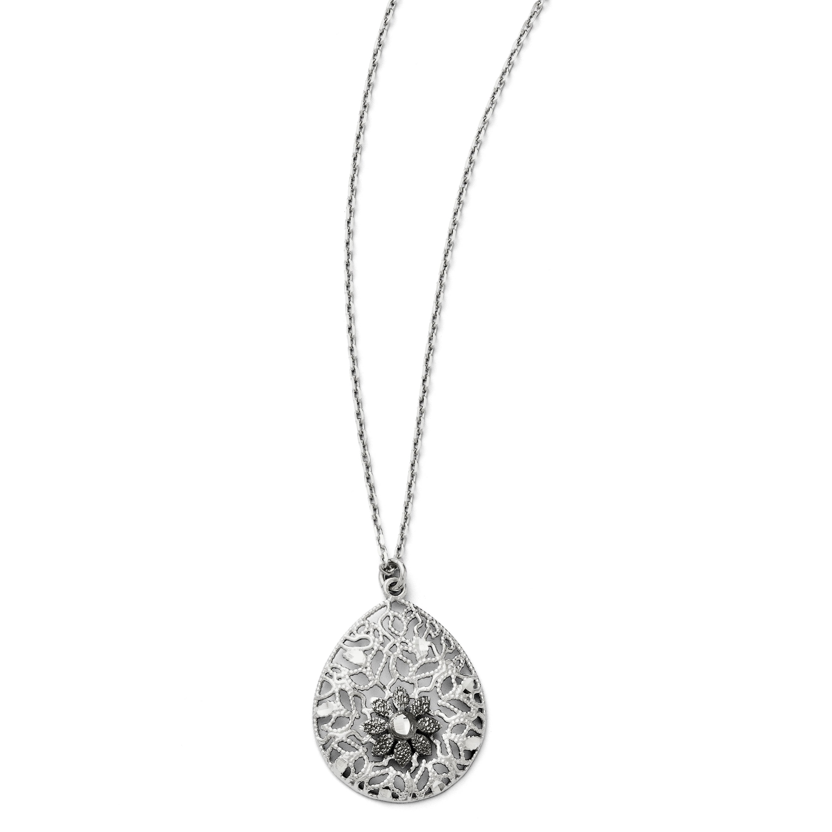 Sterling Silver Diamond-cut and Textured Necklace w/2in ext