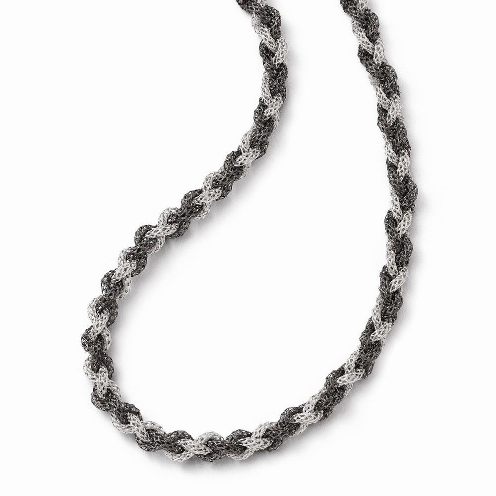 Leslie's Sterling Silver Ruthenium Twisted Mesh Necklace w/2in ext