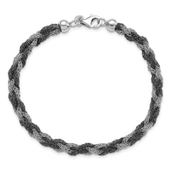 Sterling Silver Ruthenium Twisted Mesh Bracelet