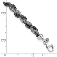 Sterling Silver Ruthenium Twisted Mesh Bracelet