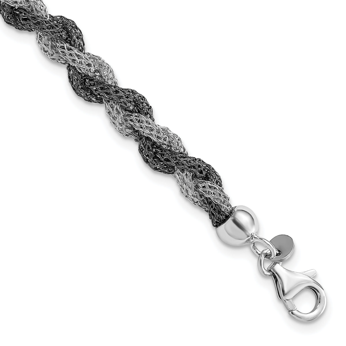 Sterling Silver Ruthenium Twisted Mesh Bracelet