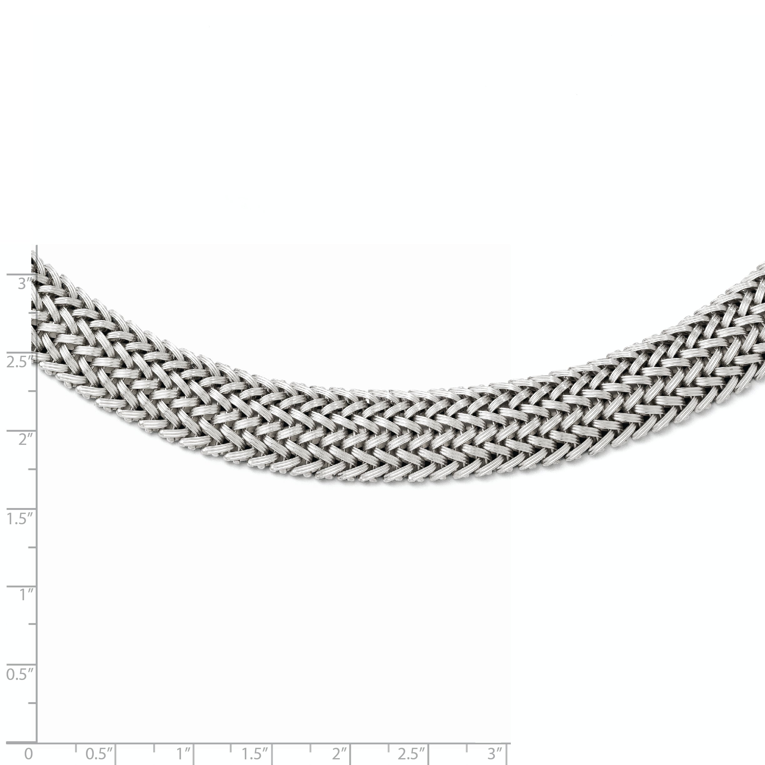 Sterling Silver Polished Mesh Braided Necklace