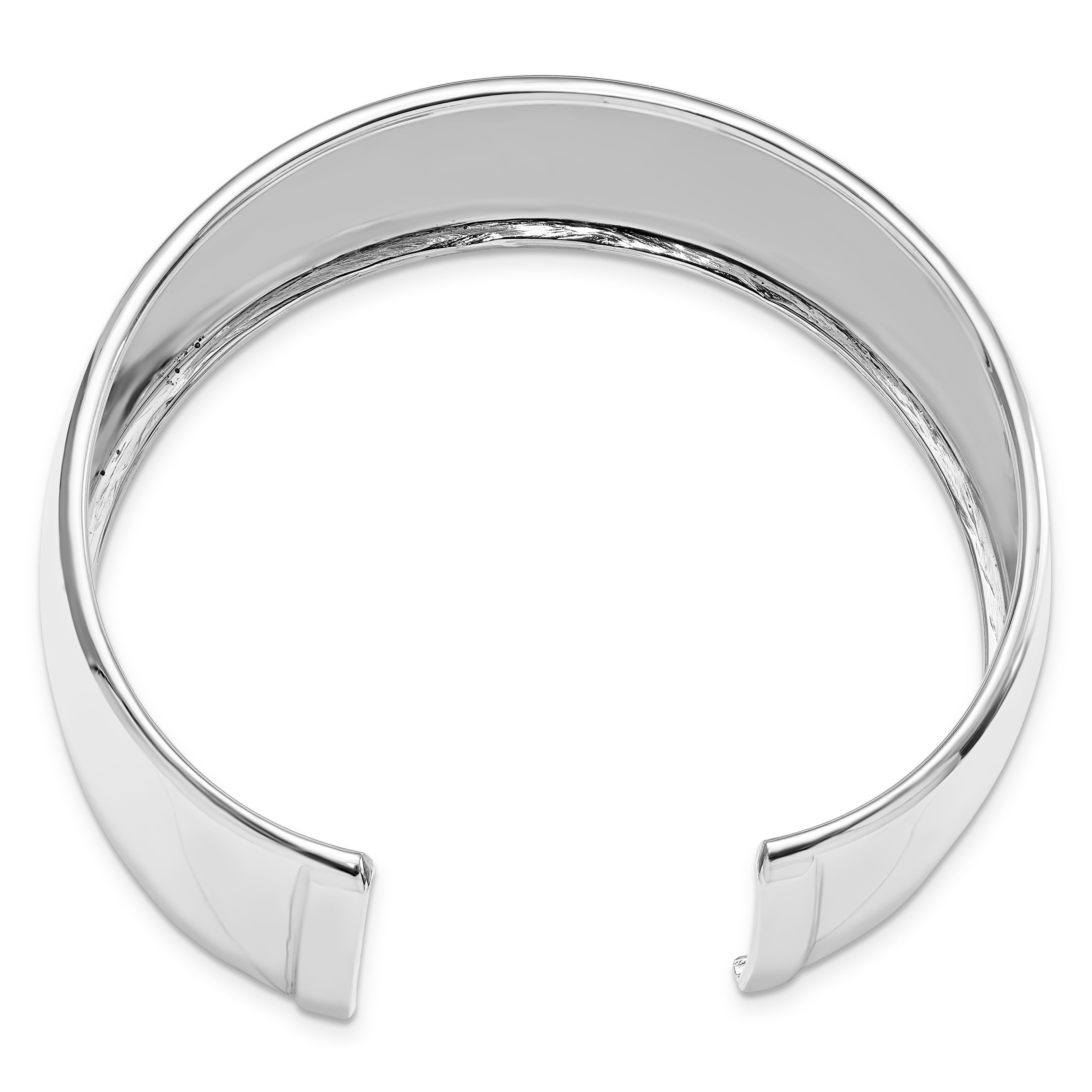 Sterling Silver 925 Polished Cuff Bangle with Rhodium Plating Elegant Handcrafted Design