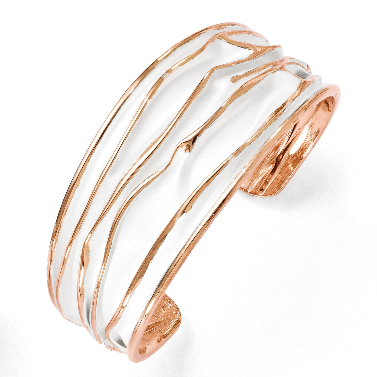 SS Rose Gold-plated Medium Tappered Scrunch Bangle