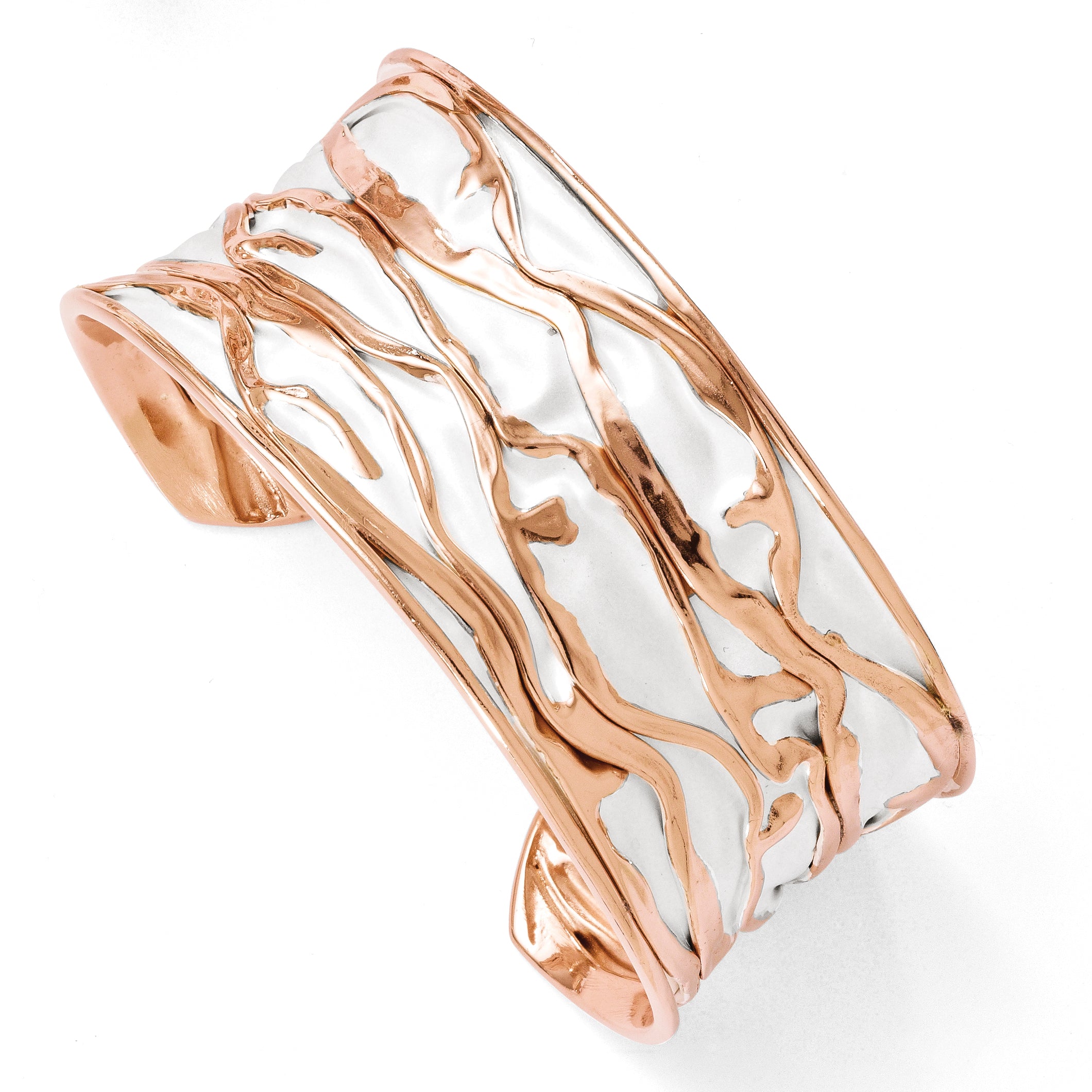 SS Rose Gold-plated Large Concave Scrunch Bangle