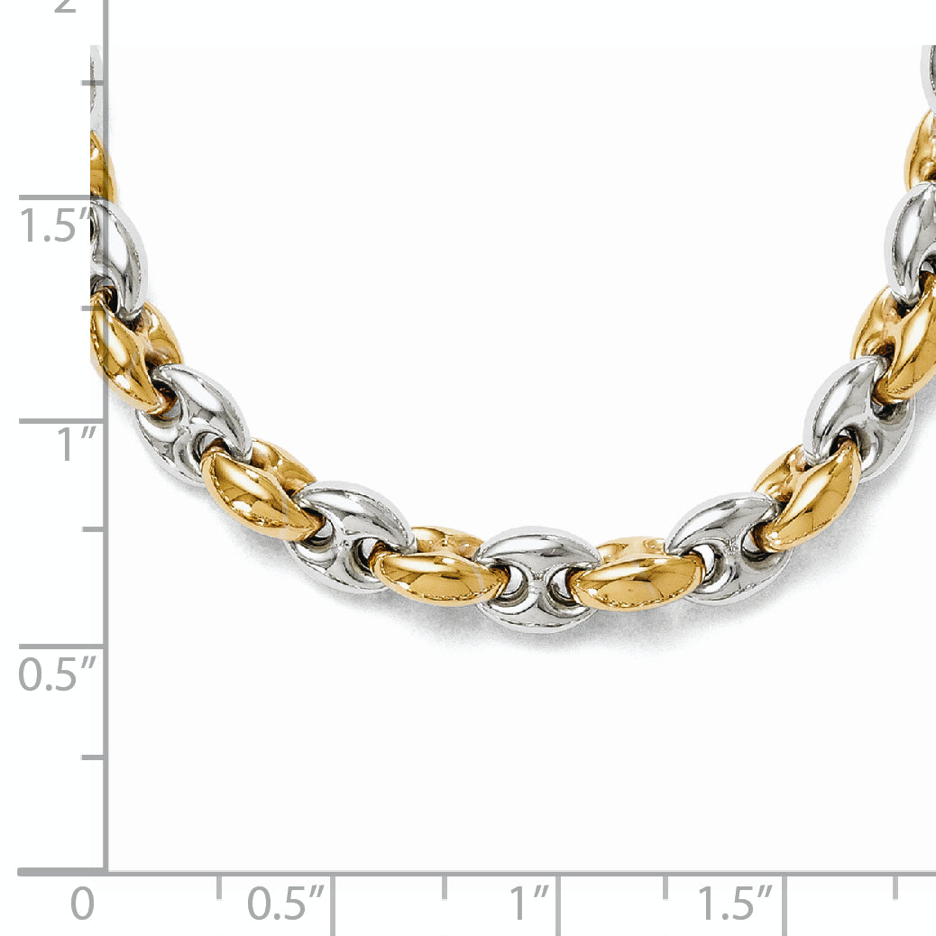 Sterling Silver Gold-tone 18k Flash Plated Link Necklace