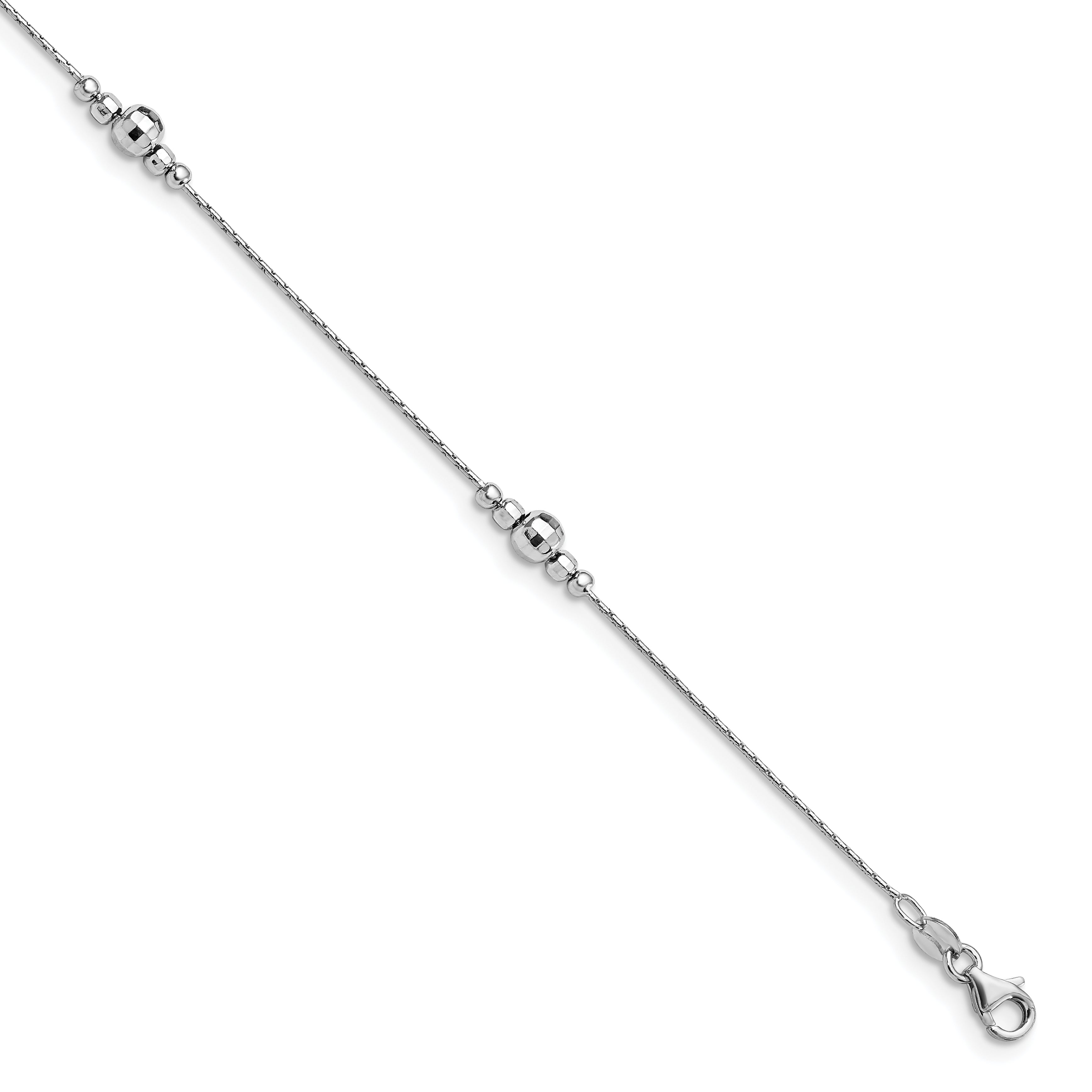 Sterling Silver Polished w/1in ext. Anklet