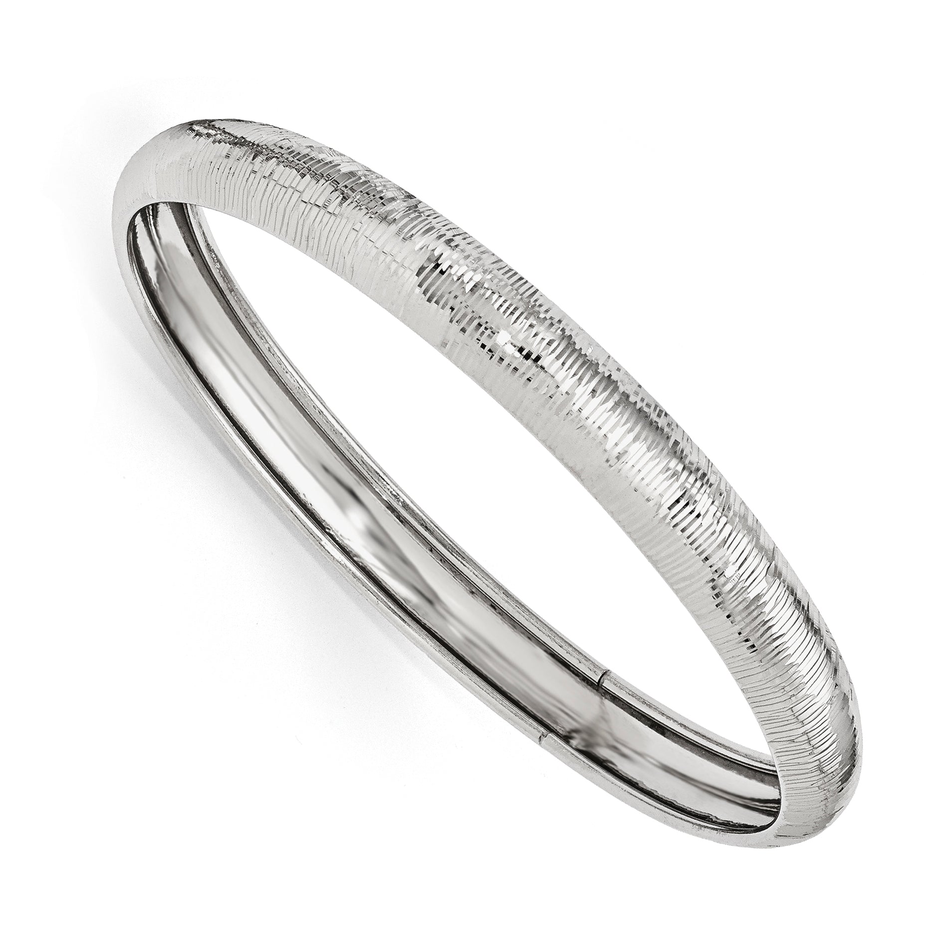 SS Radiant Essence Rhodium-plated D/C Slip On Bangle