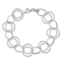 Sterling Silver Polished and Textured Fancy Link Bracelet