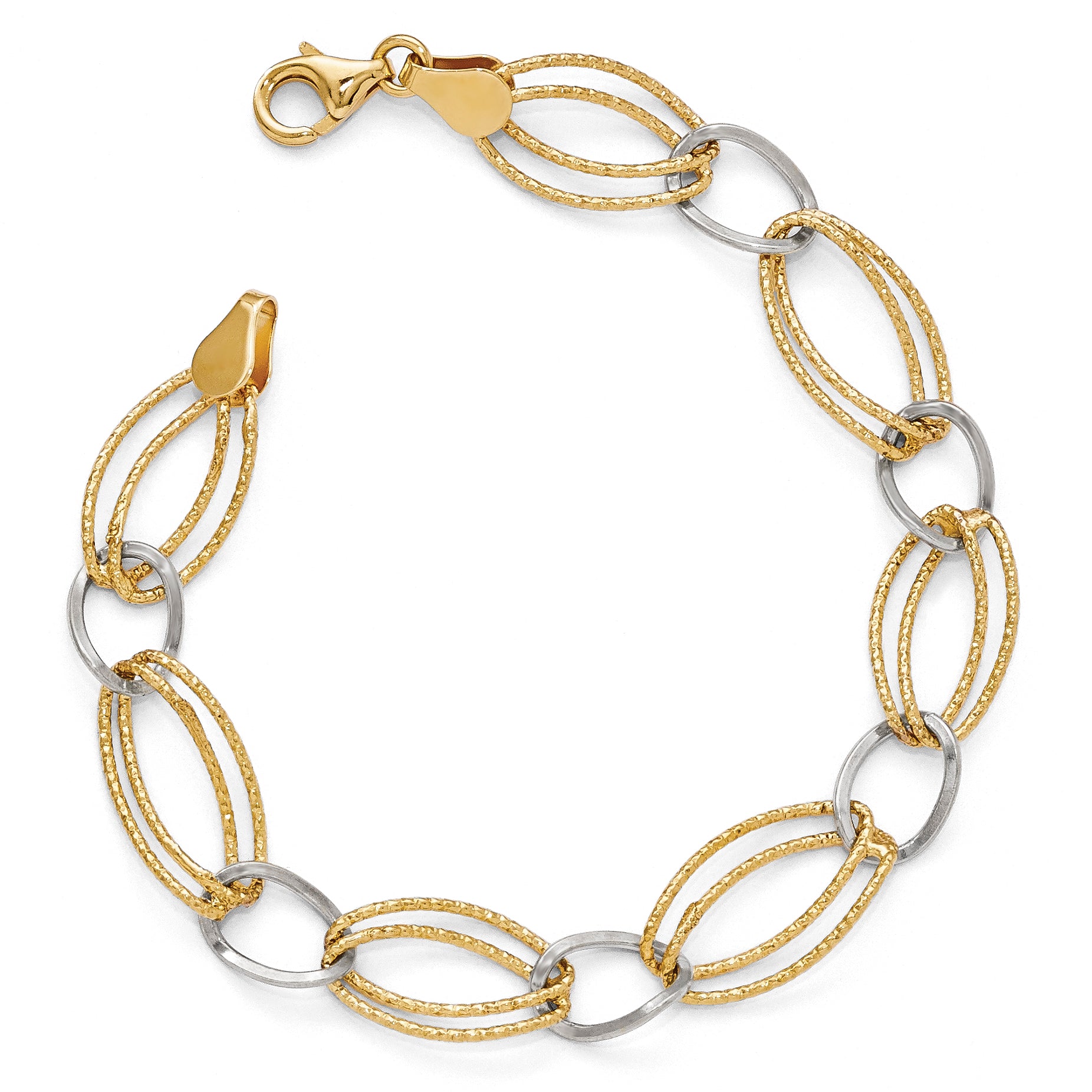 Sterling Silver Gold-tone Flash 18k Plated Link Bracelet