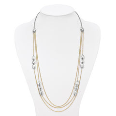 Sterling Silver Polished Gold-tone Flash 24k-Plated Multistrand Fancy Necklace