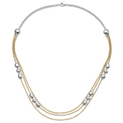 Sterling Silver Polished Gold-tone Flash 24k-Plated Multistrand Fancy Necklace