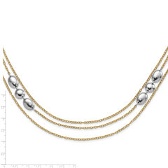 Sterling Silver Polished Gold-tone Flash 24k-Plated Multistrand Fancy Necklace