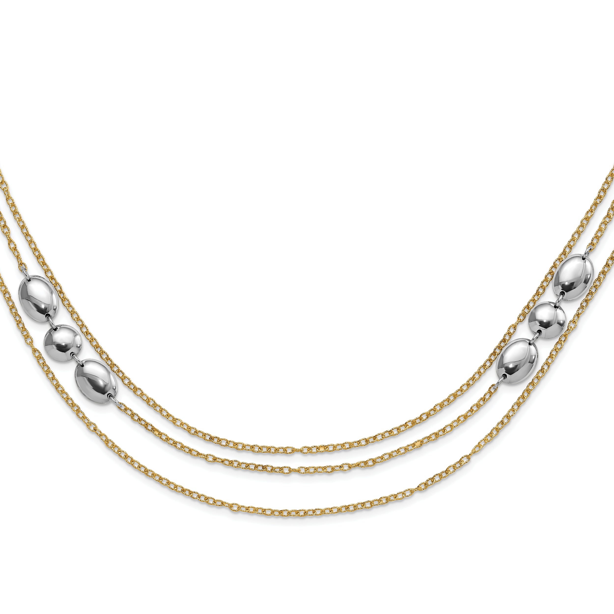 Sterling Silver Polished Gold-tone Flash 24k-Plated Multistrand Fancy Necklace