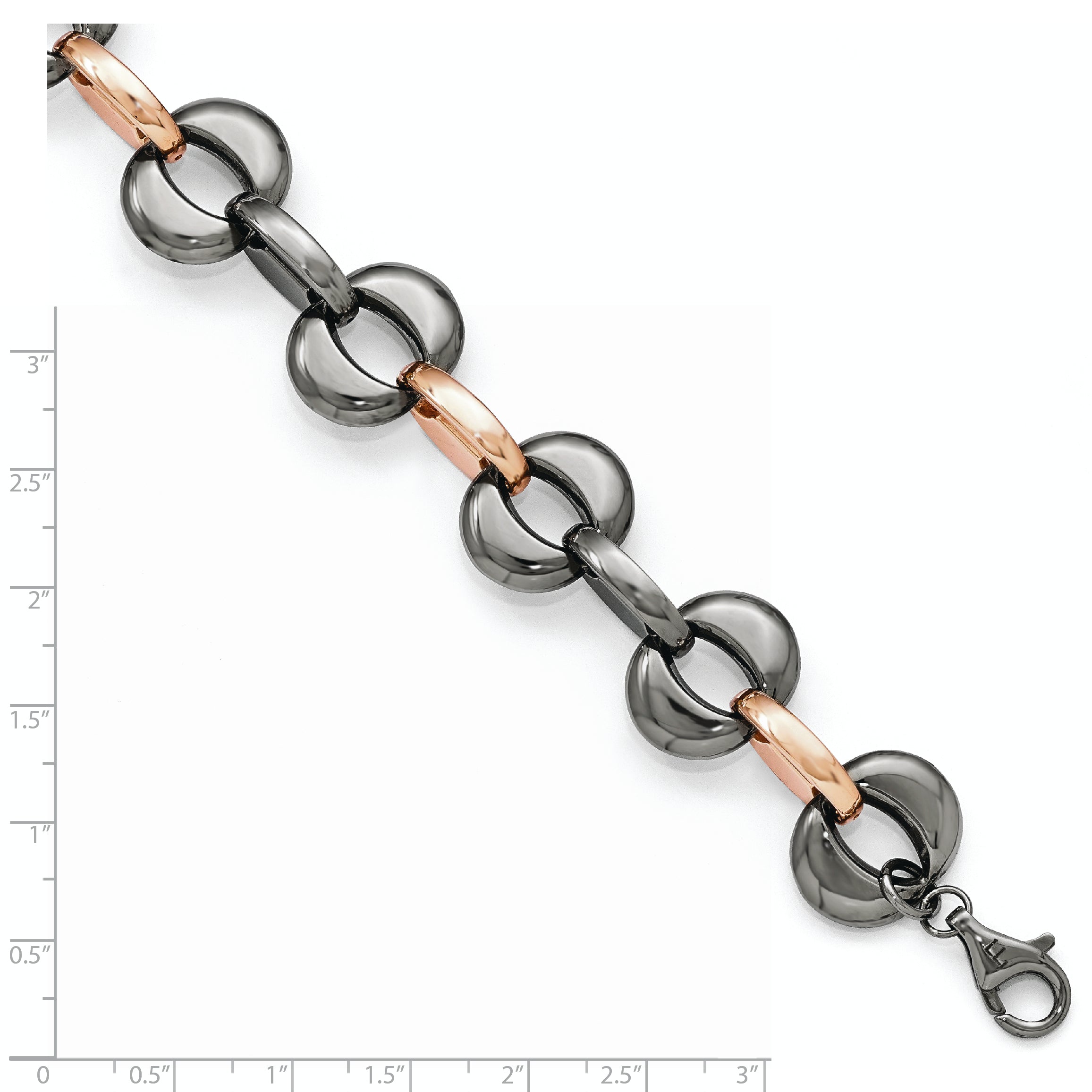 Sterling Silver Ruthenium/Rose-tone Flash 24k Plated Bracelet