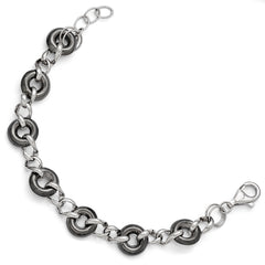 Sterling Silver Ruthenium-plated Polished Link Bracelet