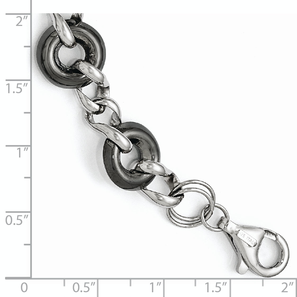 Sterling Silver Ruthenium-plated Polished Link Bracelet