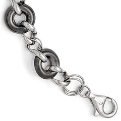 Sterling Silver Ruthenium-plated Polished Link Bracelet