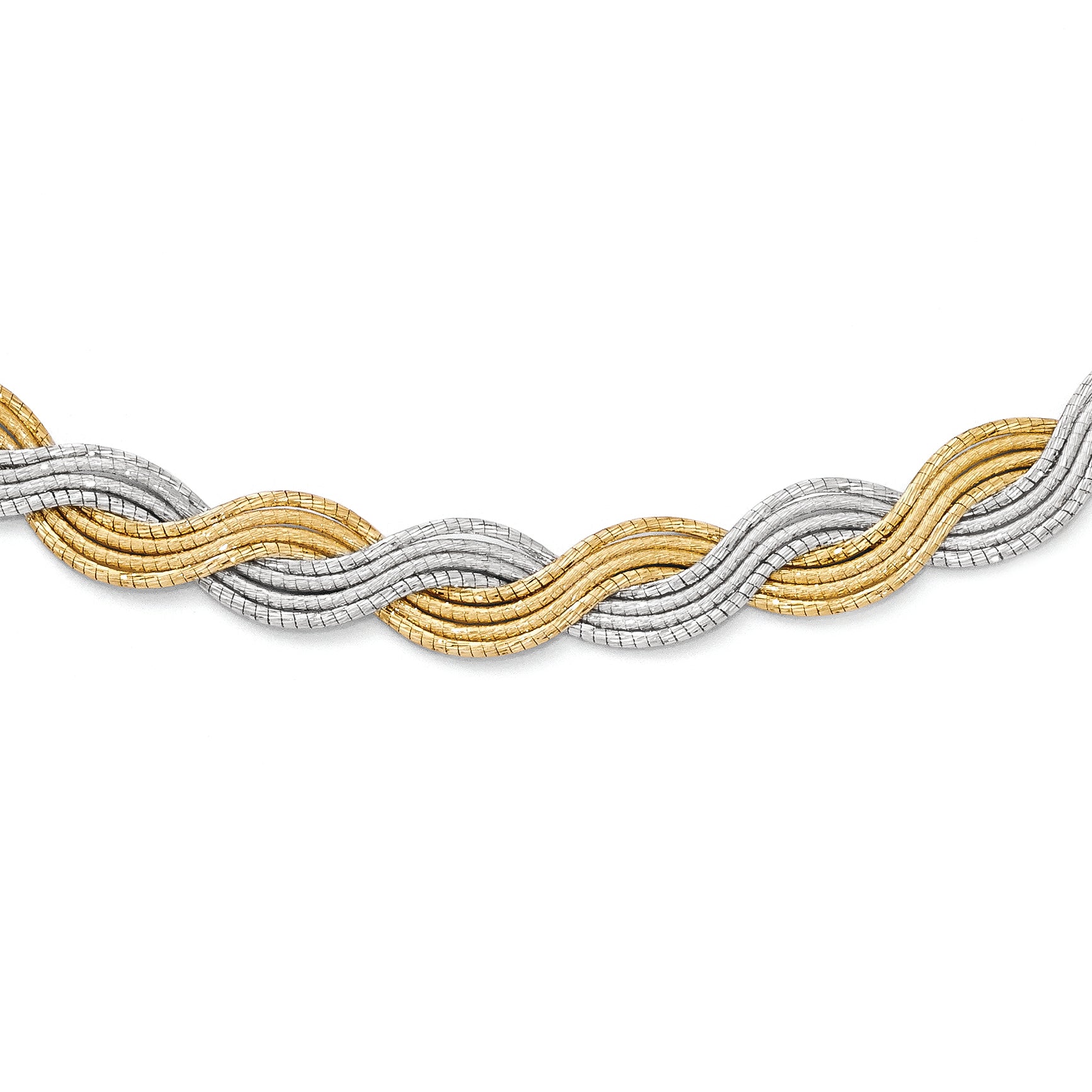 Sterling Silver Gold-plated Diamond-cut Twisted Necklace