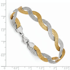 Sterling Silver Gold-plated Diamond-cut Twisted Bracelet