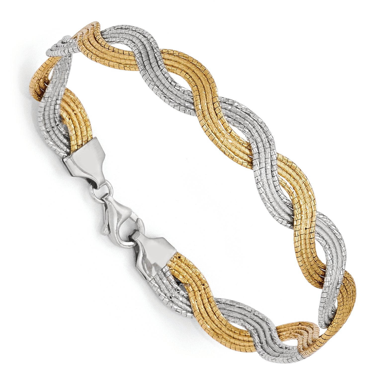 Sterling Silver Gold-plated Diamond-cut Twisted Bracelet