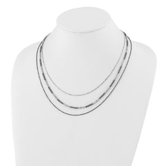 Sterling Silver Ruthenium-plated Diamond-cut Multistrand w/2in ext Necklace