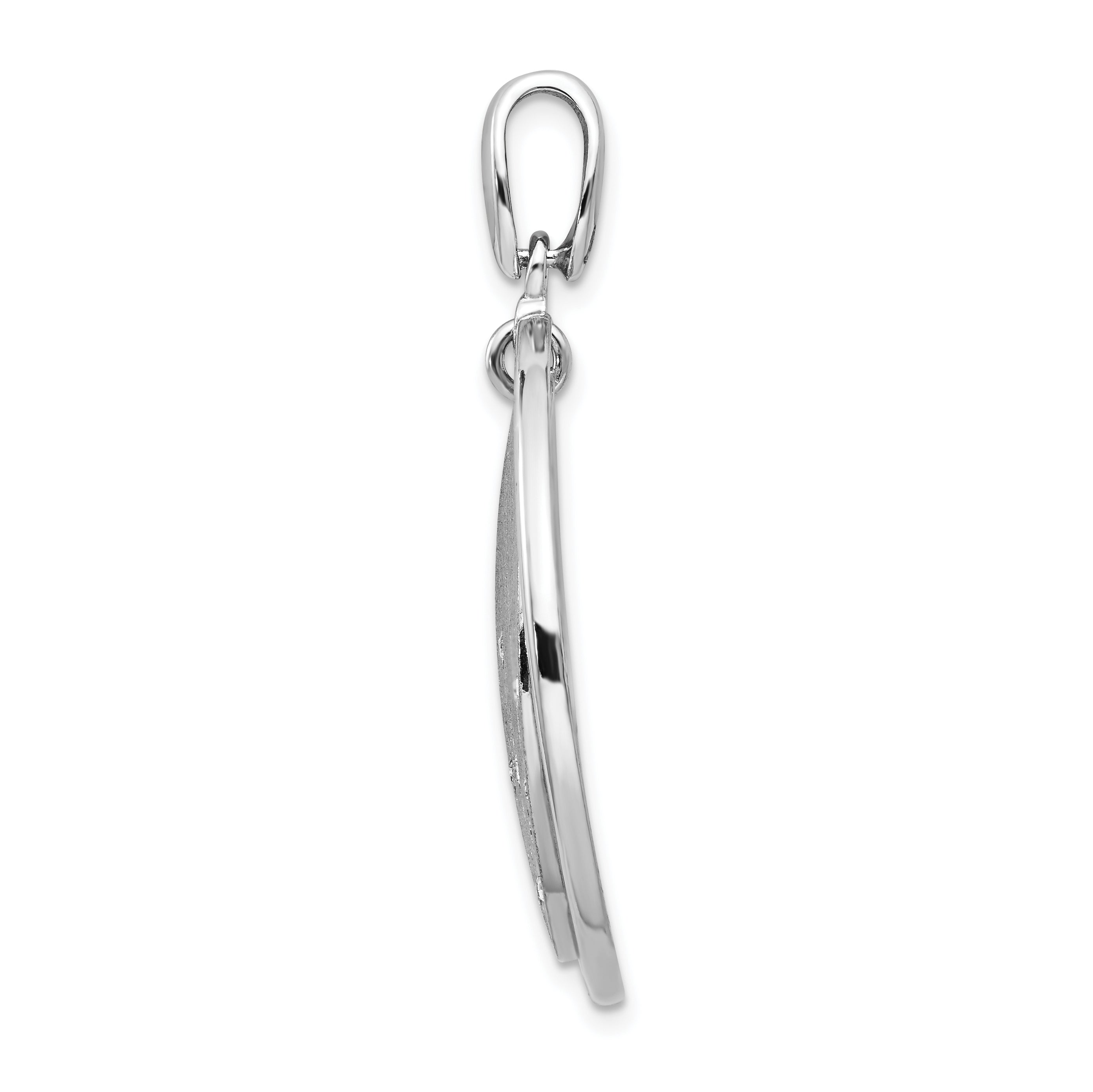 Leslie's Sterling Silver Polished and Brushed Crystal Pendant