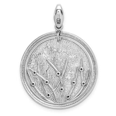 Leslie's Sterling Silver Polished and Brushed Crystal Pendant