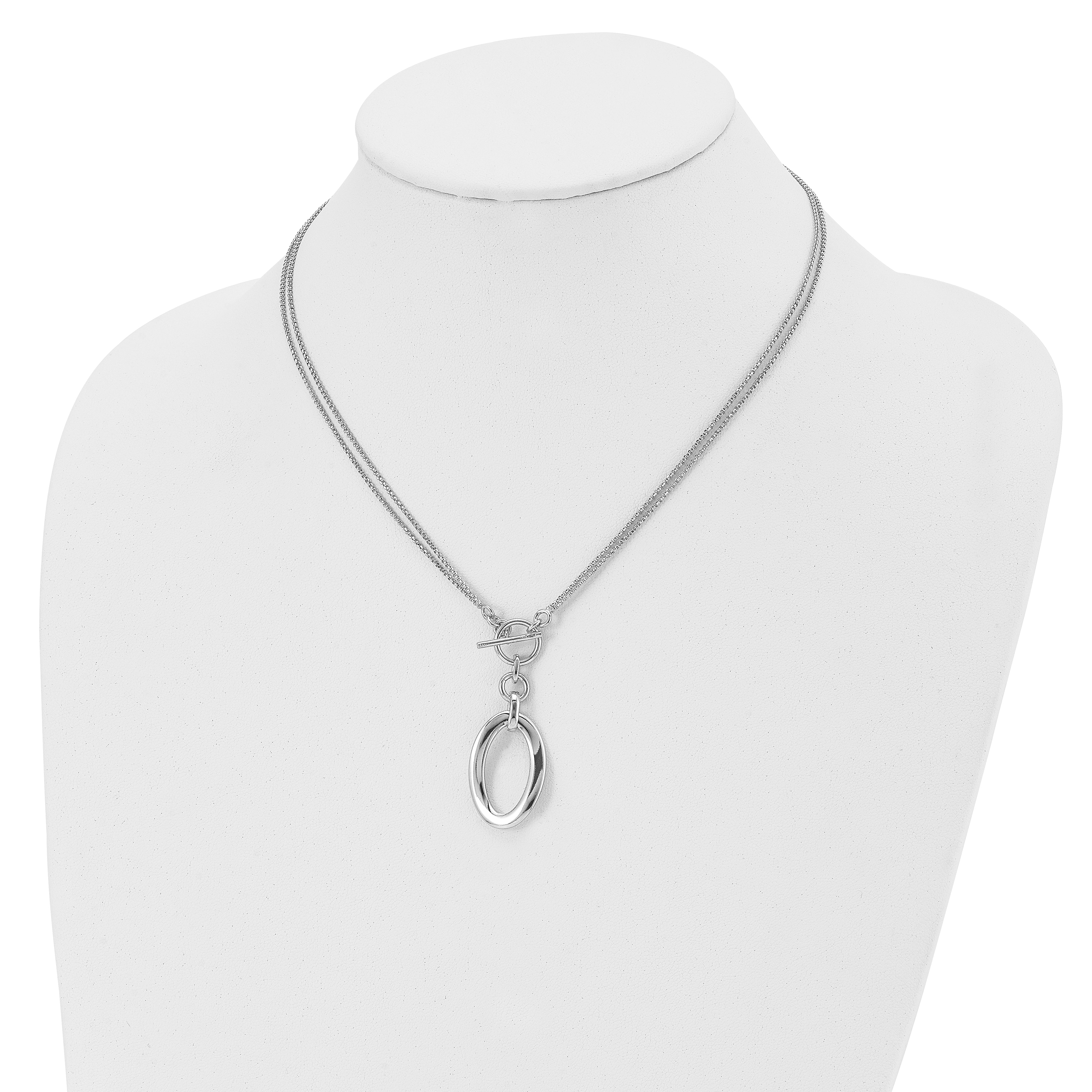 Sterling Silver RH-plat Polished Fancy 2-Strand Necklace