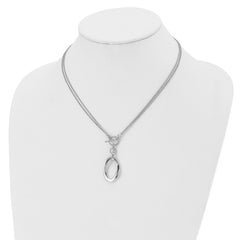 Sterling Silver RH-plat Polished Fancy 2-Strand Necklace