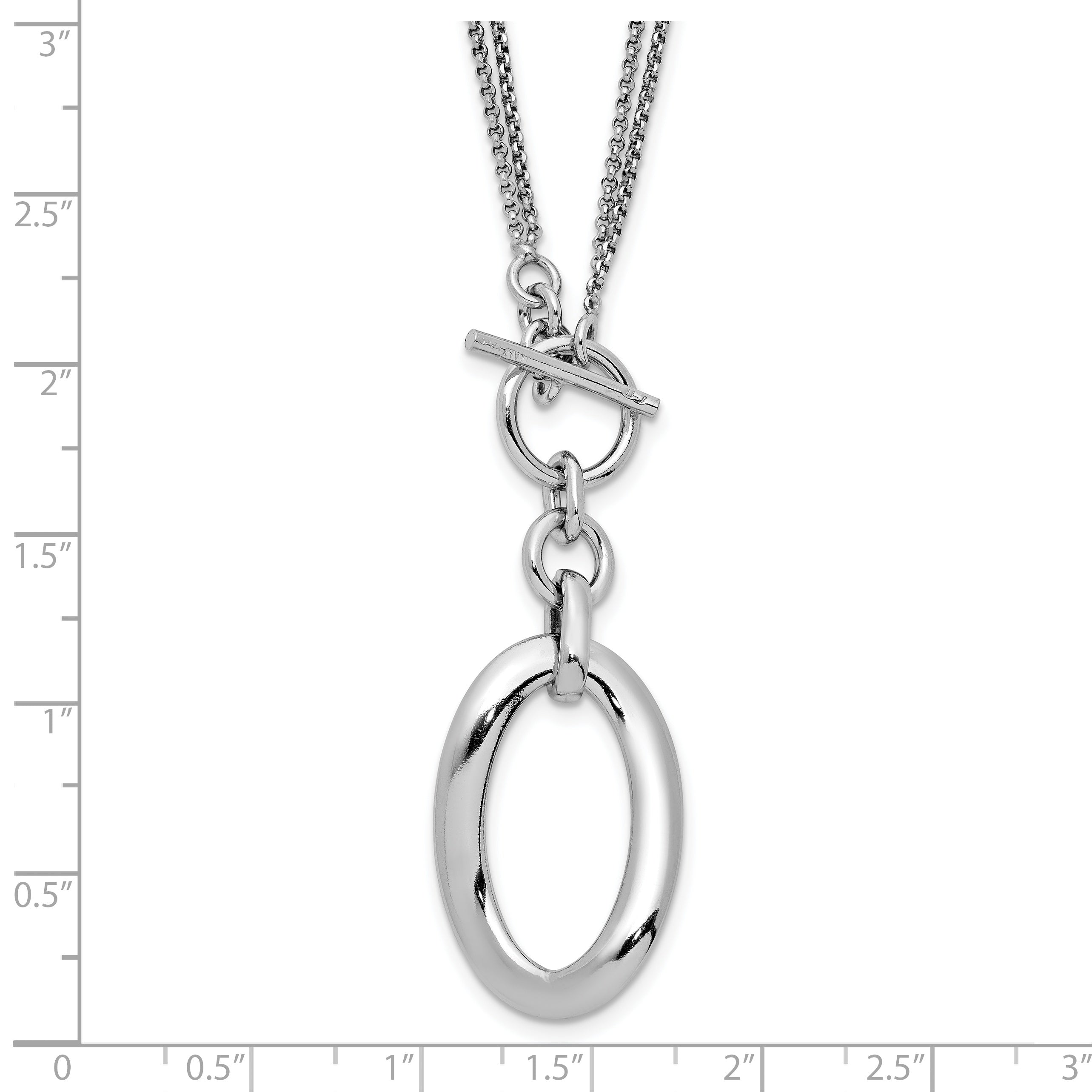 Sterling Silver RH-plat Polished Fancy 2-Strand Necklace