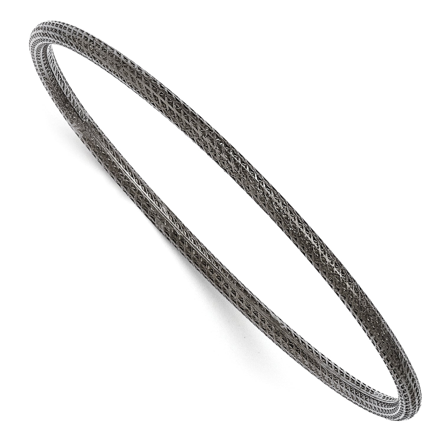 Sterling Silver Ruthenium-plated Textured Bangle