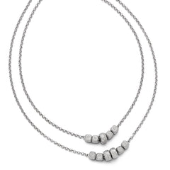 Sterling Silver Diamond Cut Beaded Two Strand Necklace