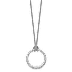 Sophia Jewelers 925 Sterling Silver Textured Circle Pendant Necklace, Polished Elegance