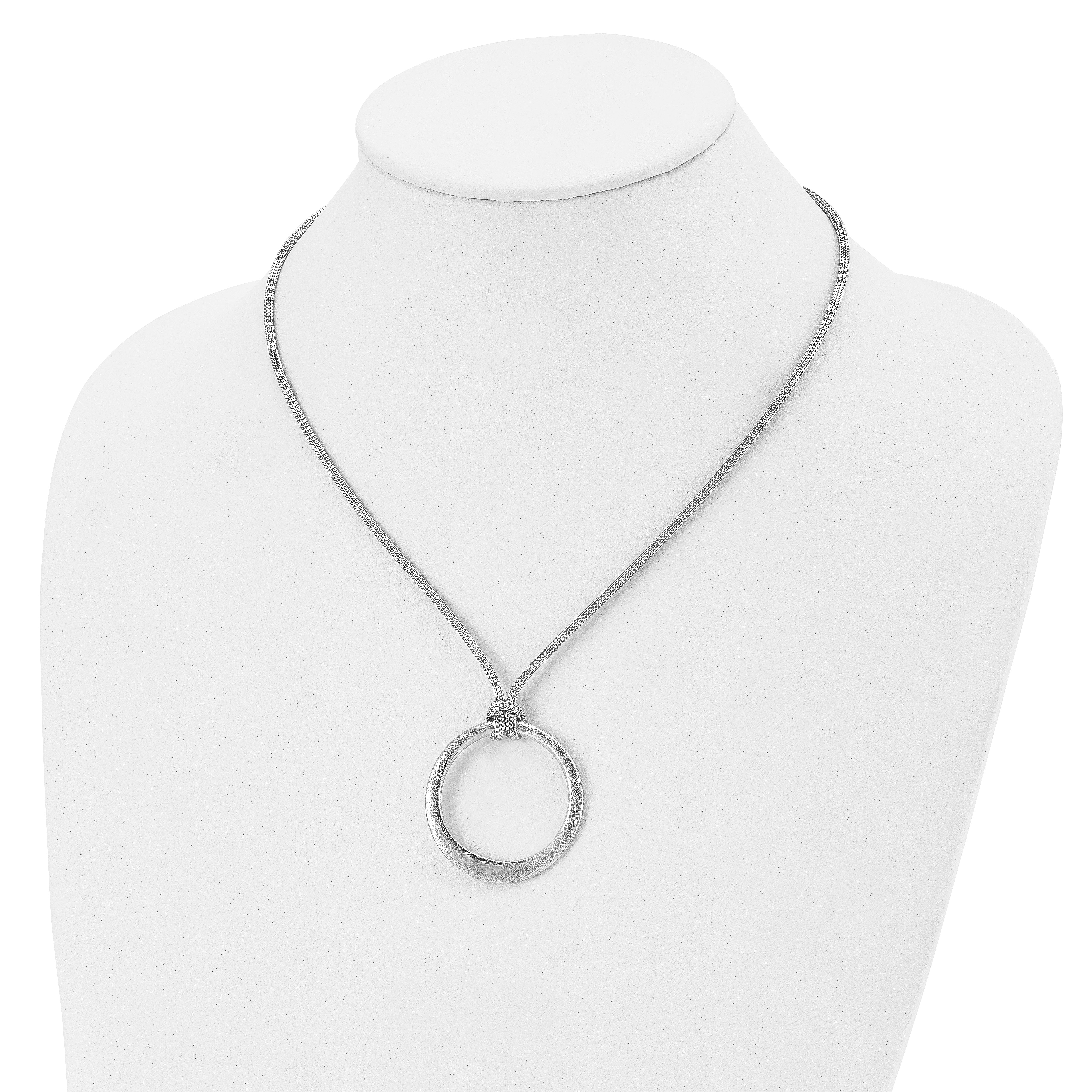 Sophia Jewelers 925 Sterling Silver Textured Circle Pendant Necklace, Polished Elegance