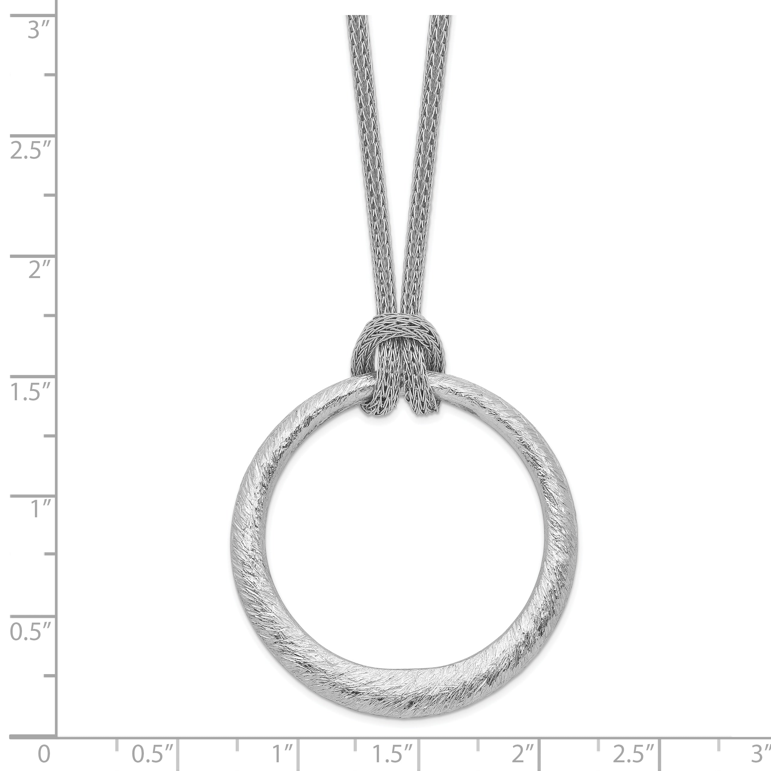 Sophia Jewelers 925 Sterling Silver Textured Circle Pendant Necklace, Polished Elegance