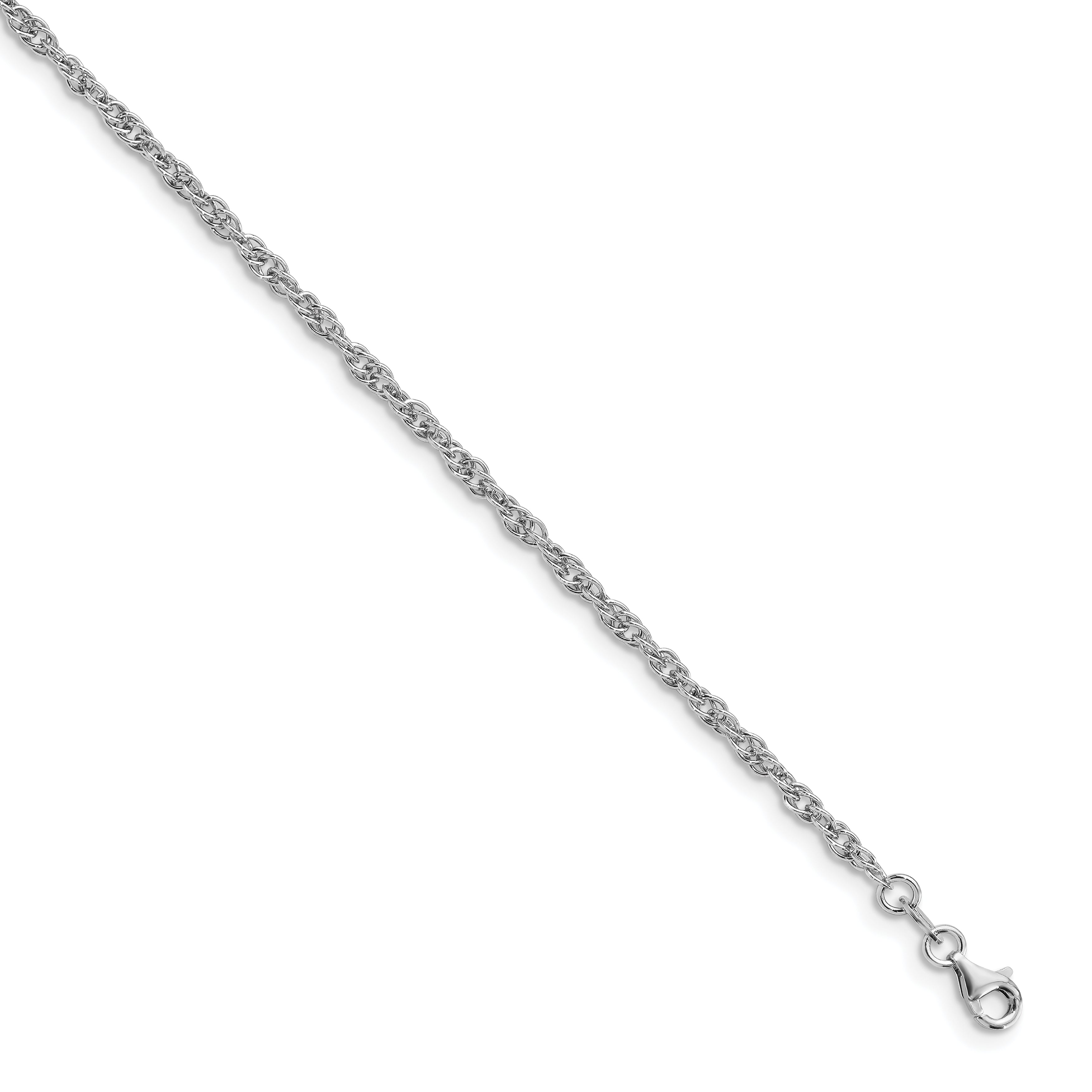 Sterling Silver Rhodium-plated Fancy Chain Anklet