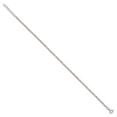 Sterling Silver Rose flash-plated D/C w/1in ext. Anklet