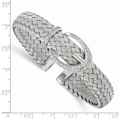 Sterling Silver CZ Woven Flexible Cuff Bangle