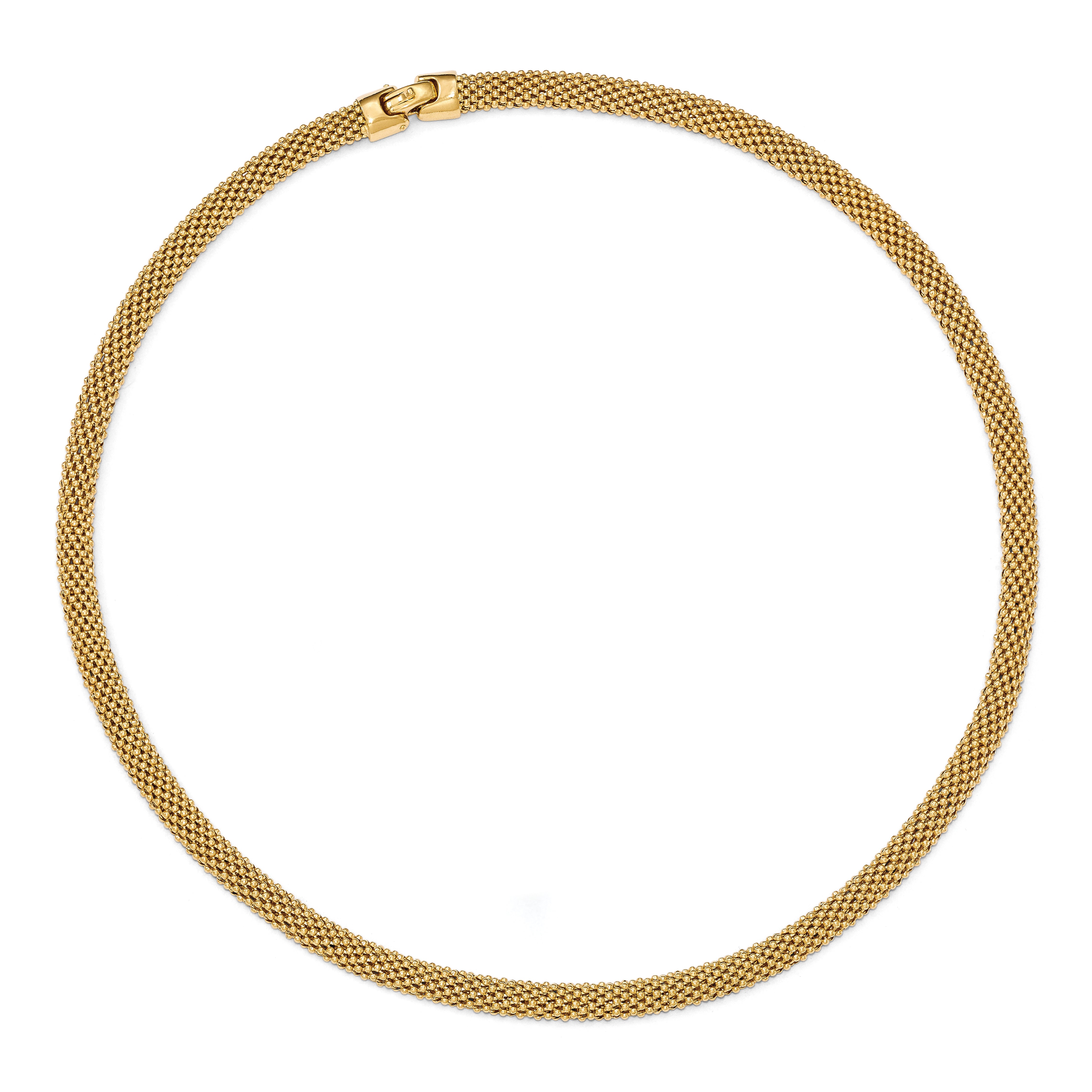 Sterling Silver Gold-tone Polished Mesh Necklace