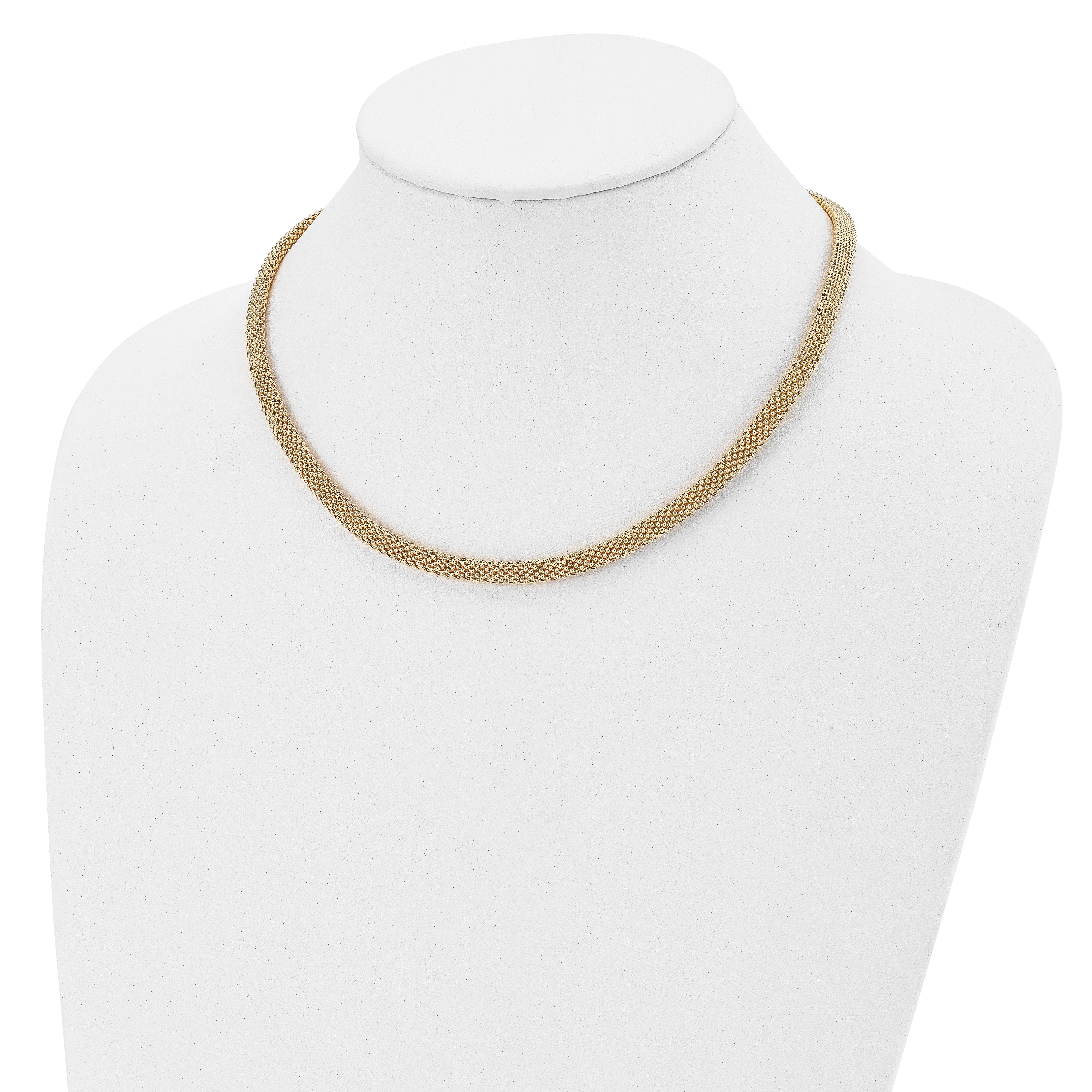 Sterling Silver Gold-tone Polished Mesh Necklace