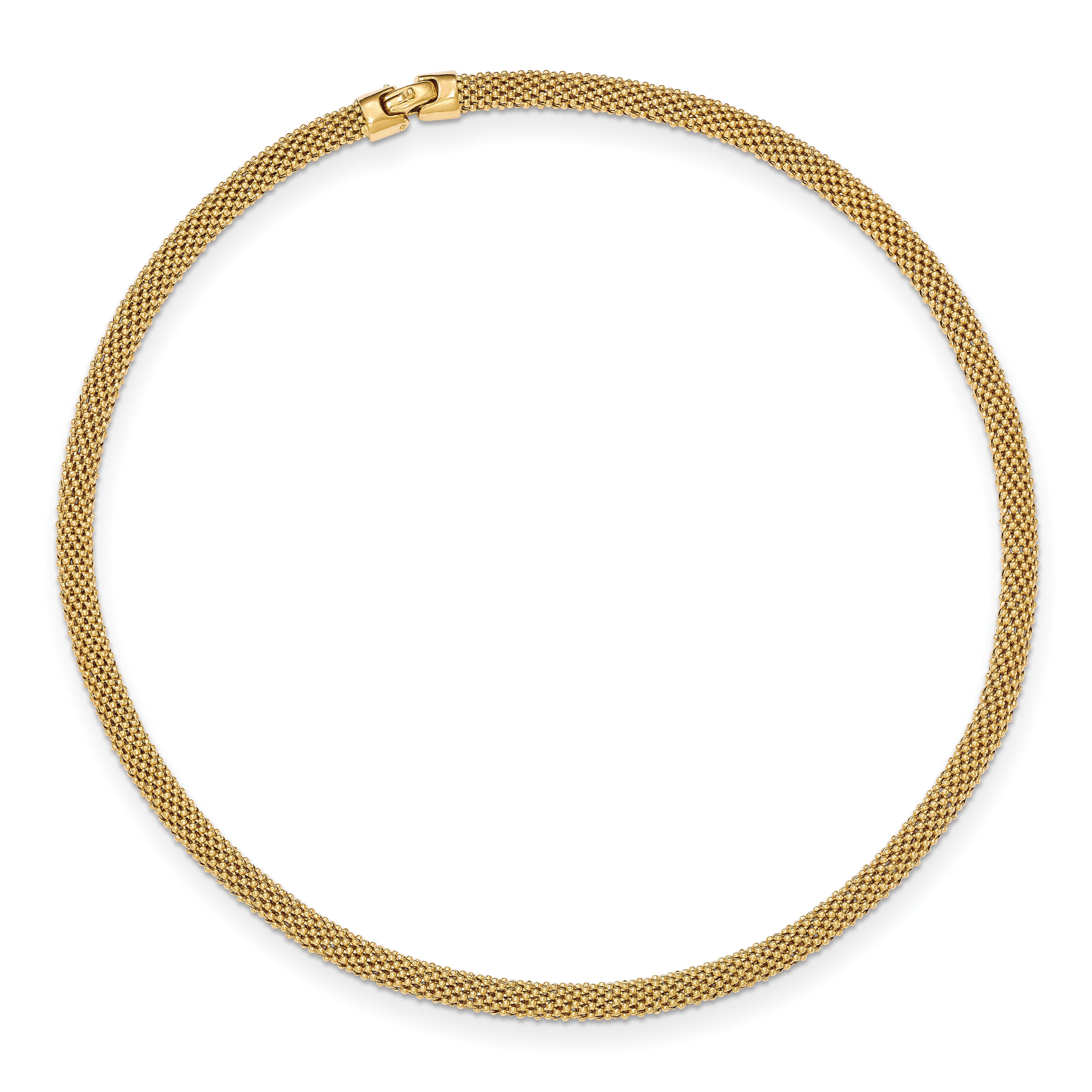 Sterling Silver Gold-tone Polished Mesh Necklace