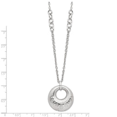 Sterling Silver Scratch-finish Circle w/1in ext. Necklace