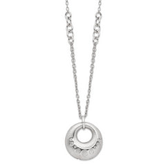 Sterling Silver Scratch-finish Circle w/1in ext. Necklace