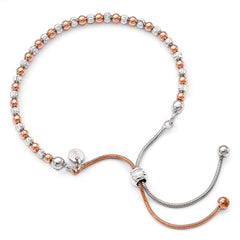 Sterling Silver Rose Gold-plated D/C Adjustable Bracelet