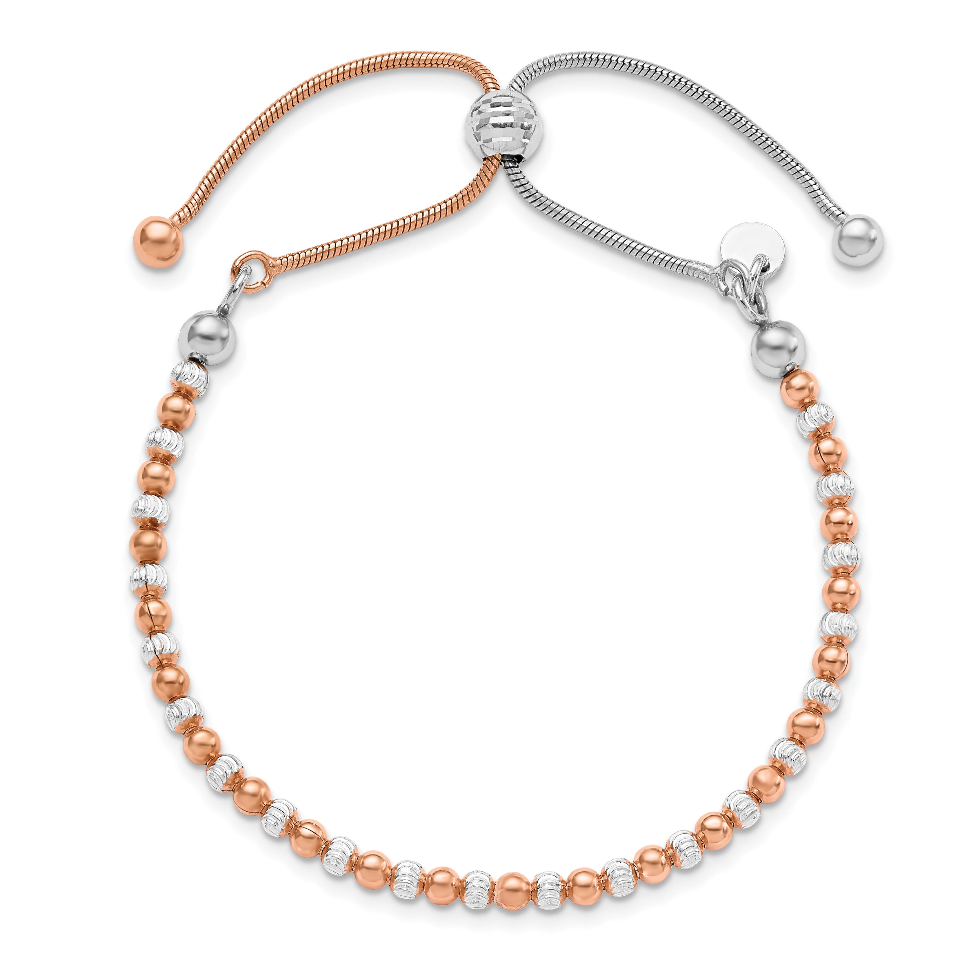 Sterling Silver Rose Gold-plated D/C Adjustable Bracelet