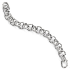 Sterling Silver Polished Textured Bracelet - Hidden Clasp