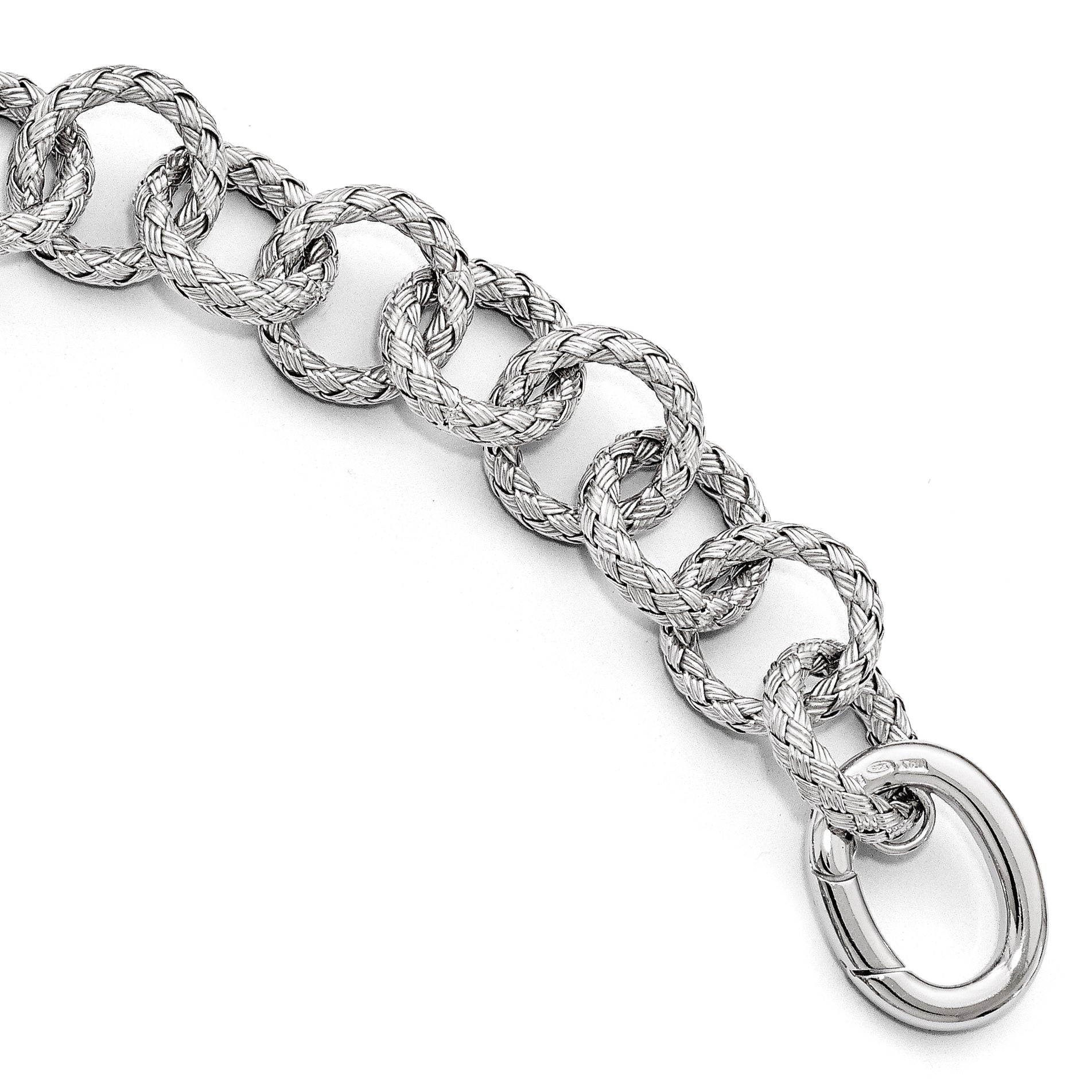 Sterling Silver Polished Textured Bracelet - Hidden Clasp