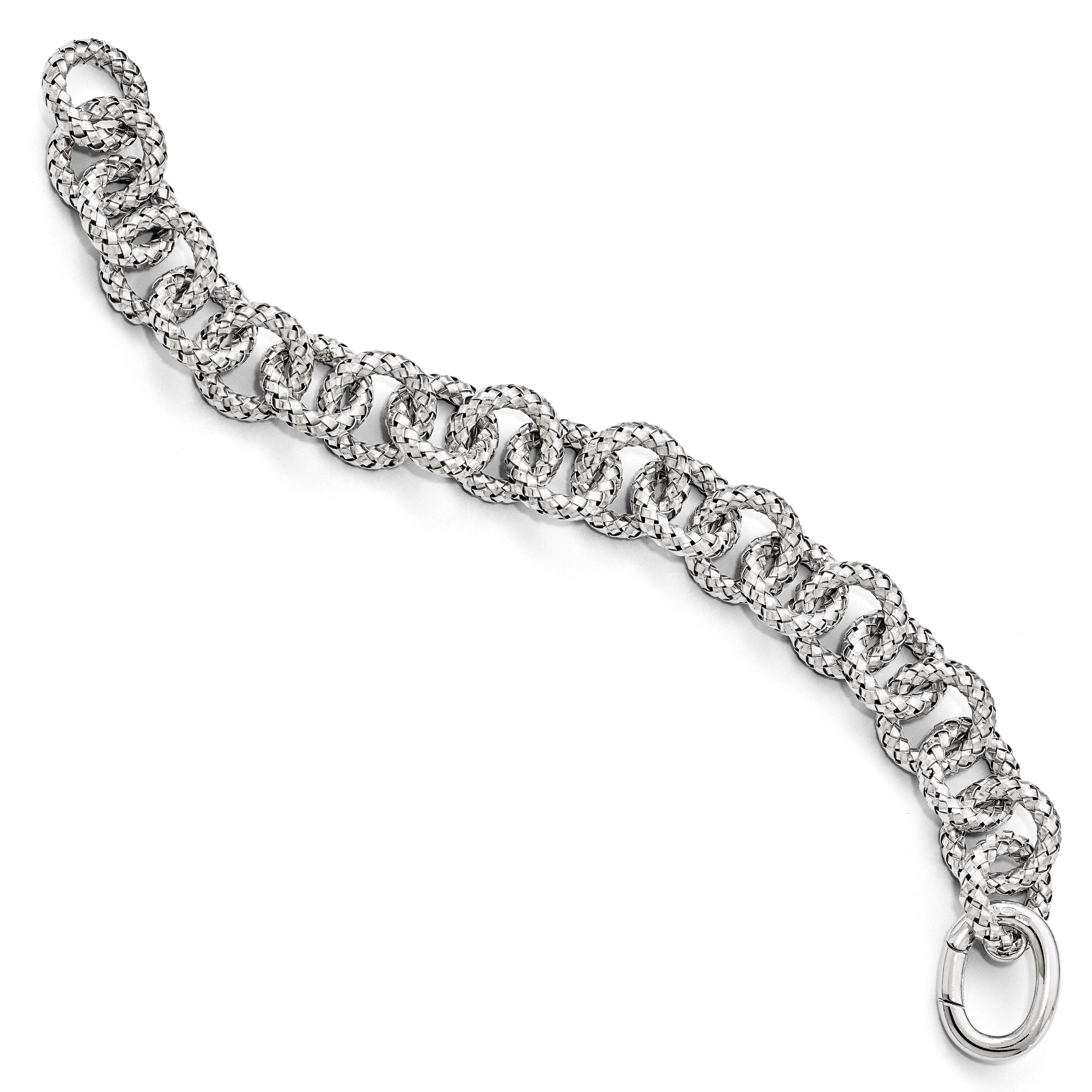 Sterling Silver Polished Textured Bracelet- Hidden Clasp