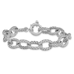 Sterling Silver Polished Textured Bracelet